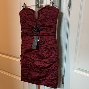 BCBGMaxAzria Strapless/ Halter Option Ruby/Garnet Red Burgundy Dress Fully Lined